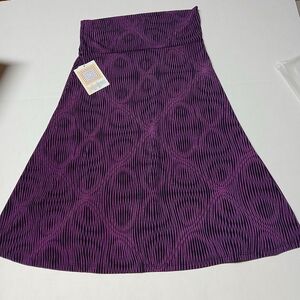 Lularoe Azure Stretch Skirt Size S Purple & Black Pop Art Pattern NWT